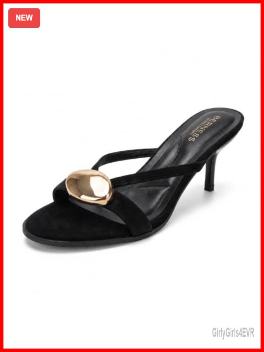 Embellished Kitten Heel Slide Sandals, Faux Suede Open Toe Dress Heels